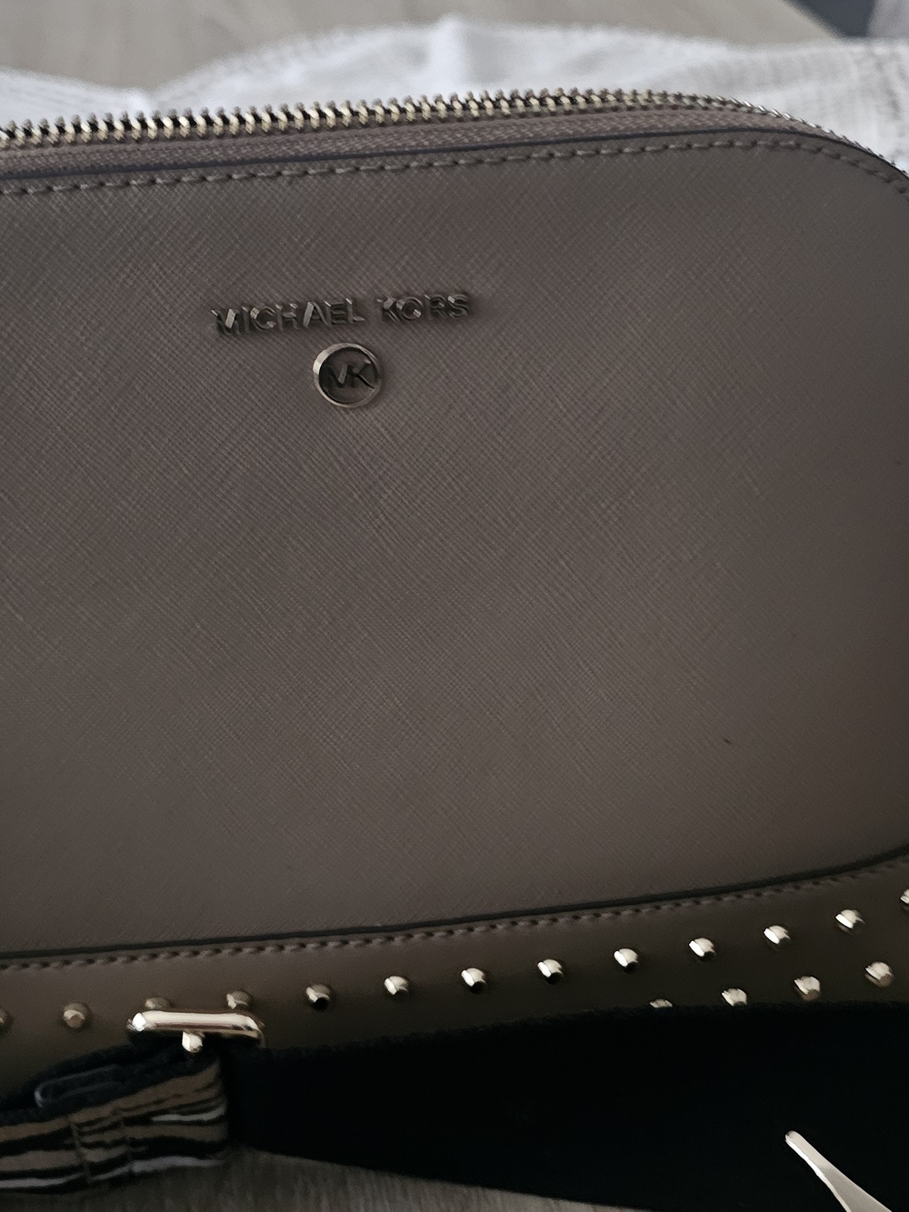 Michael Kors Taupe Saffiano Leather Crossbody Bag